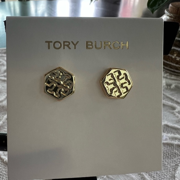 Tory Burch Jewelry - Tory Burch Gold Hexagon Stud Earrings